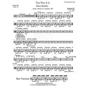 The Way It Is - Bruce Hornsby - Full Drum Transcription / Drum Sheet Music - DrumScoreWorld.com