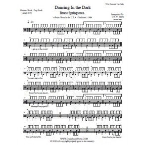 Dancing in the Dark - Bruce Springsteen - Full Drum Transcription / Drum Sheet Music - DrumScoreWorld.com