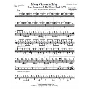 Merry Christmas Baby - Bruce Springsteen - Full Drum Transcription / Drum Sheet Music - DrumScoreWorld.com