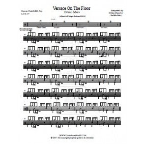 Versace on the Floor - Bruno Mars - Full Drum Transcription / Drum Sheet Music - DrumScoreWorld.com