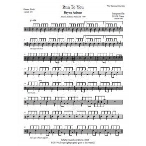 Run to You - Bryan Adams - Full Drum Transcription / Drum Sheet Music - DrumScoreWorld.com