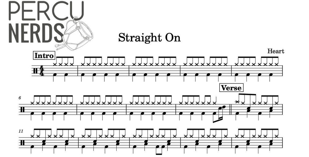 Straight On - Heart - Full Drum Transcription / Drum Sheet Music - Percunerds Transcriptions