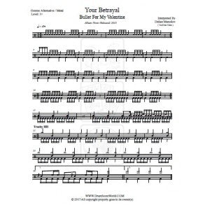 Your Betrayal - Bullet for My Valentine - Full Drum Transcription / Drum Sheet Music - DrumScoreWorld.com