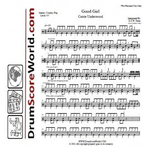 Good Girl - Carrie Underwood - Full Drum Transcription / Drum Sheet Music - DrumScoreWorld.com