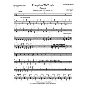 Everytime We Touch - Cascada - Full Drum Transcription / Drum Sheet Music - DrumScoreWorld.com