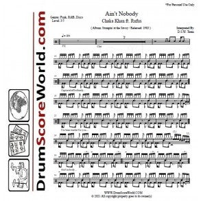 Ain't Nobody - Rufus and Chaka Khan - Full Drum Transcription / Drum Sheet Music - DrumScoreWorld.com