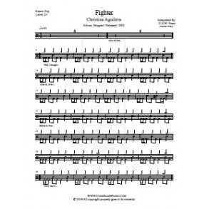 Fighter - Christina Aguilera - Full Drum Transcription / Drum Sheet Music - DrumScoreWorld.com
