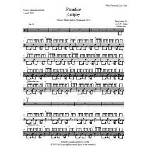 Paradise - Coldplay - Full Drum Transcription / Drum Sheet Music - DrumScoreWorld.com