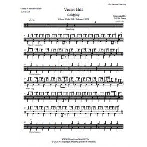 Violet Hill - Coldplay - Full Drum Transcription / Drum Sheet Music - DrumScoreWorld.com