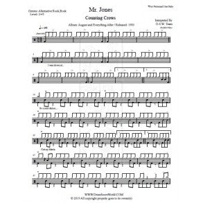 Mr. Jones - Counting Crows - Full Drum Transcription / Drum Sheet Music - DrumScoreWorld.com