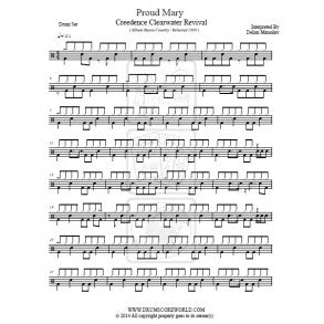 Proud Mary - Creedence Clearwater Revival (CCR) - Full Drum Transcription / Drum Sheet Music - DrumScoreWorld.com