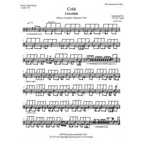 Cold - Crossfade - Full Drum Transcription / Drum Sheet Music - DrumScoreWorld.com
