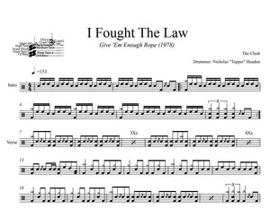 I Fought the Law - The Clash - Full Drum Transcription / Drum Sheet Music - DrumSetSheetMusic.com