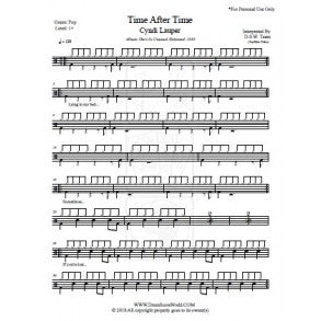 Time After Time - Cyndi Lauper - Full Drum Transcription / Drum Sheet Music - DrumScoreWorld.com