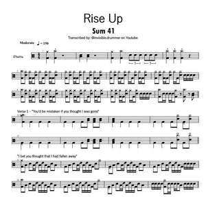 Rise Up - Sum 41 - Full Drum Transcription / Drum Sheet Music - Smdrums