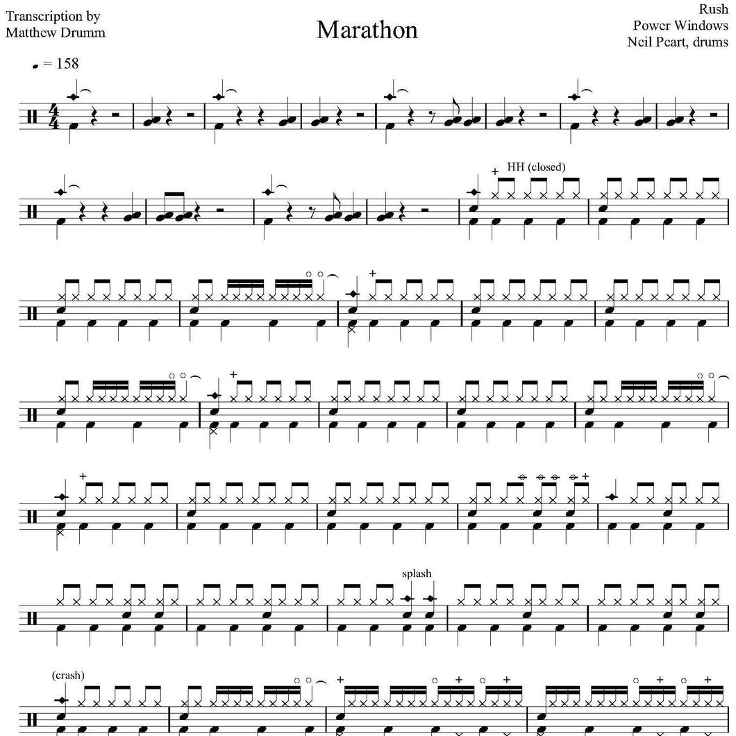 Marathon - Rush - Full Drum Transcription / Drum Sheet Music - Drumm Transcriptions
