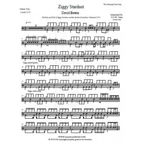 Ziggy Stardust - David Bowie - Full Drum Transcription / Drum Sheet Music - DrumScoreWorld.com