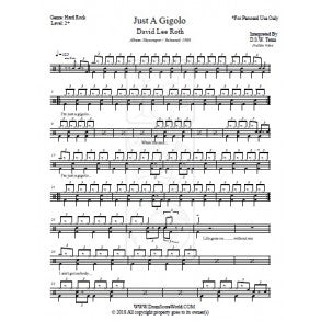 Just a Gigolo - David Lee Roth - Full Drum Transcription / Drum Sheet Music - DrumScoreWorld.com