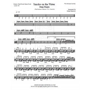 Smoke on the Water - Deep Purple - Full Drum Transcription / Drum Sheet Music - DrumScoreWorld.com