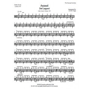 Animal - Def Leppard - Full Drum Transcription / Drum Sheet Music - DrumScoreWorld.com