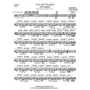 Let's Get Rocked - Def Leppard - Full Drum Transcription / Drum Sheet Music - DrumScoreWorld.com