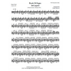 Rock of Ages - Def Leppard - Full Drum Transcription / Drum Sheet Music - DrumScoreWorld.com