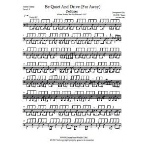 Be Quiet and Drive (Far Away) - Deftones - Full Drum Transcription / Drum Sheet Music - DrumScoreWorld.com
