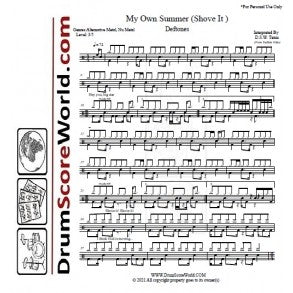 My Own Summer (Shove It ) - Deftones - Full Drum Transcription / Drum Sheet Music - DrumScoreWorld.com