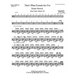 That's What Friends Are For - Dionne Warwick - Full Drum Transcription / Drum Sheet Music - DrumScoreWorld.com