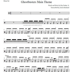 Ghostbusters - Ray Parker Jr. - Full Drum Transcription / Drum Sheet Music - Aaron Reinhard