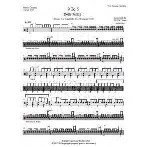 9 to 5 - Dolly Parton - Full Drum Transcription / Drum Sheet Music - DrumScoreWorld.com