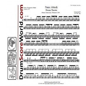 Panic Attack - Dream Theater - Full Drum Transcription / Drum Sheet Music - DrumScoreWorld.com