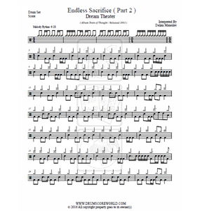 Endless Sacrifice (Part 2 ) - Dream Theater - Full Drum Transcription / Drum Sheet Music - DrumScoreWorld.com