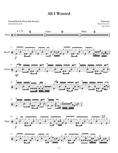 All I Wanted - Paramore - Full Drum Transcription / Drum Sheet Music - Jaslow Drum Sheets