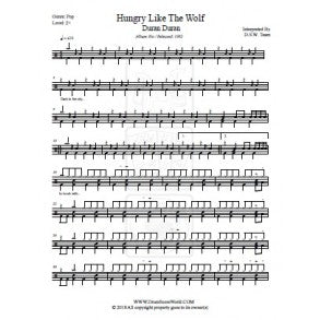 Hungry Like the Wolf - Duran Duran - Full Drum Transcription / Drum Sheet Music - DrumScoreWorld.com