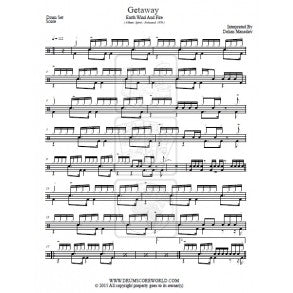 Getaway - Earth, Wind & Fire - Full Drum Transcription / Drum Sheet Music - DrumScoreWorld.com