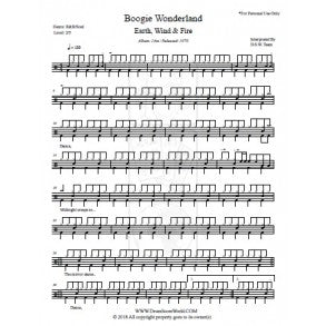 Boogie Wonderland - Earth, Wind & Fire - Full Drum Transcription / Drum Sheet Music - DrumScoreWorld.com