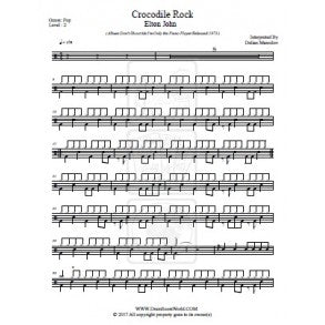 Crocodile Rock - Elton John - Full Drum Transcription / Drum Sheet Music - DrumScoreWorld.com