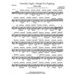 Saturday Night's Alright (For Fighting) - Elton John - Full Drum Transcription / Drum Sheet Music - DrumScoreWorld.com