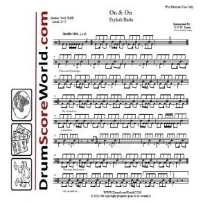 On & On - Erykah Badu - Full Drum Transcription / Drum Sheet Music - DrumScoreWorld.com