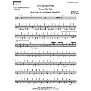 My Apocalypse - Escape the Fate - Full Drum Transcription / Drum Sheet Music - DrumScoreWorld.com