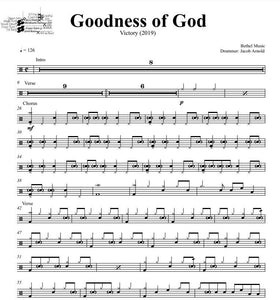 Goodness of God (feat. Jen Johnson) (Live) - Bethel Music - Full Drum Transcription / Drum Sheet Music - DrumSetSheetMusic.com