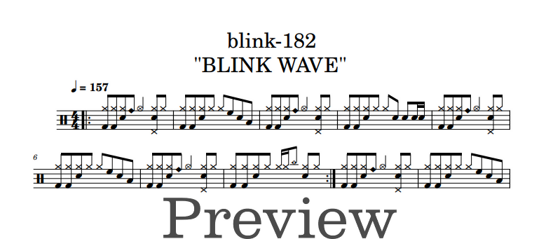 Blink Wave - Blink 182 - Full Drum Transcription / Drum Sheet Music - DrumonDrummer