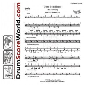 Work from Home - Fifth Harmony - Full Drum Transcription / Drum Sheet Music - DrumScoreWorld.com