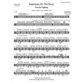Superman - Five for Fighting - Full Drum Transcription / Drum Sheet Music - DrumScoreWorld.com