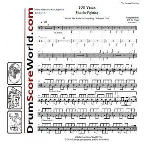 100 Years - Five for Fighting - Full Drum Transcription / Drum Sheet Music - DrumScoreWorld.com