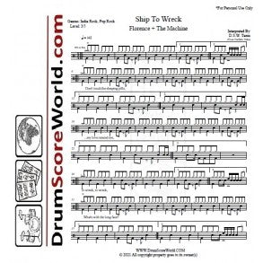 Ship to Wreck - Florence and the Machine - Full Drum Transcription / Drum Sheet Music - DrumScoreWorld.com