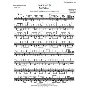 Learn to Fly - Foo Fighters - Full Drum Transcription / Drum Sheet Music - DrumScoreWorld.com