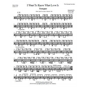 I Want to Know What Love Is - Foreigner - Full Drum Transcription / Drum Sheet Music - DrumScoreWorld.com