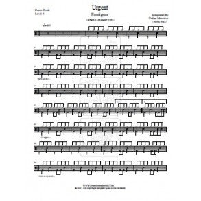 Urgent - Foreigner - Full Drum Transcription / Drum Sheet Music - DrumScoreWorld.com